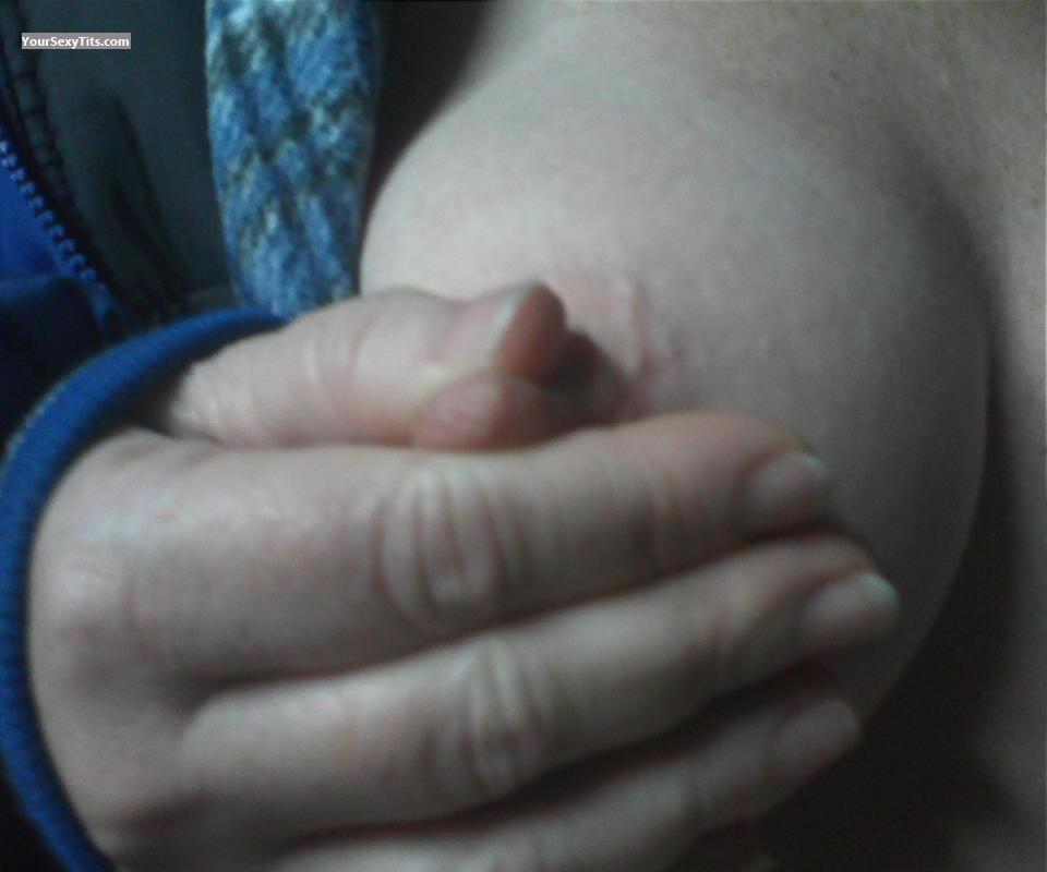 Tit Flash: Wife's Medium Tits (Selfie) - Purplerain from United States